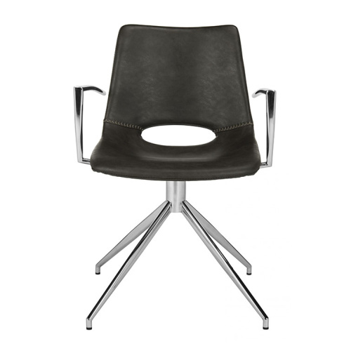 Dawn Midcentury Modern Leather Swivel Office Arm Chair