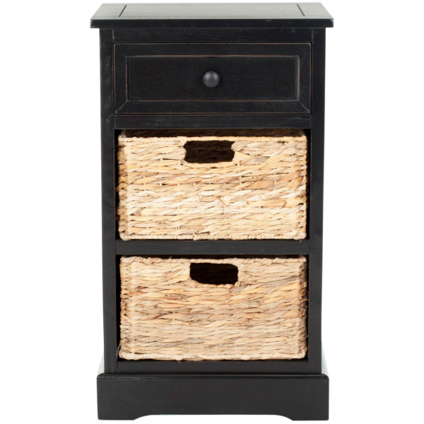 Carrie Side Storage Side Table in Distressed Black by Safavieh