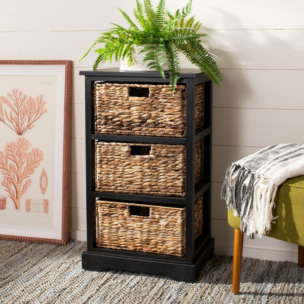 AMH5738A Halle 3 Wicker Basket Storage Side Table
