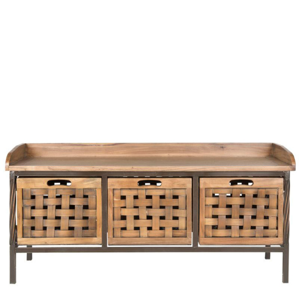 AMH6530E Isaac 3 Drawer Wooden Storage Bench