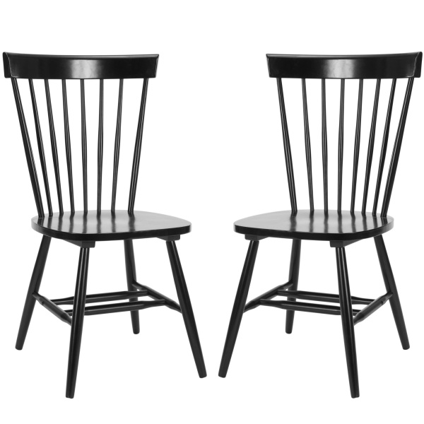 Parker 17 in Height Spindle Dining Chair Set Of 2 in Black by Safavieh