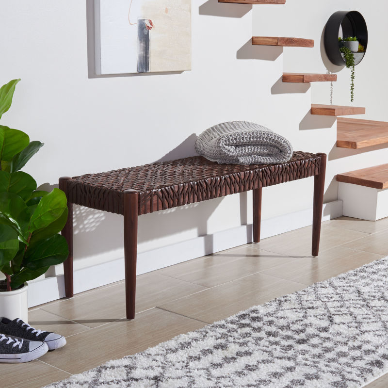 BCH1000C Bandelier Leather Weave Bench