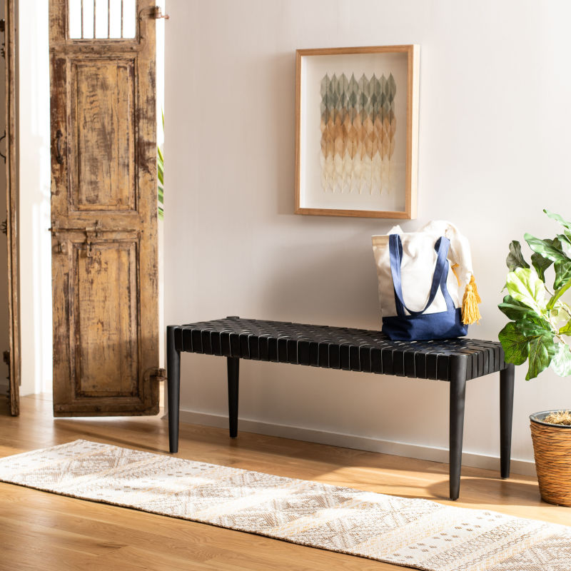 BCH1001D Amalia Leather Weave Bench