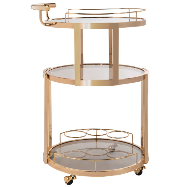 BCT8002A Rio 3 Tier Round Bar Cart And Wine Rack