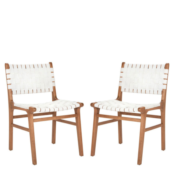 Taika Woven Leather Dining Chair 2-Set
