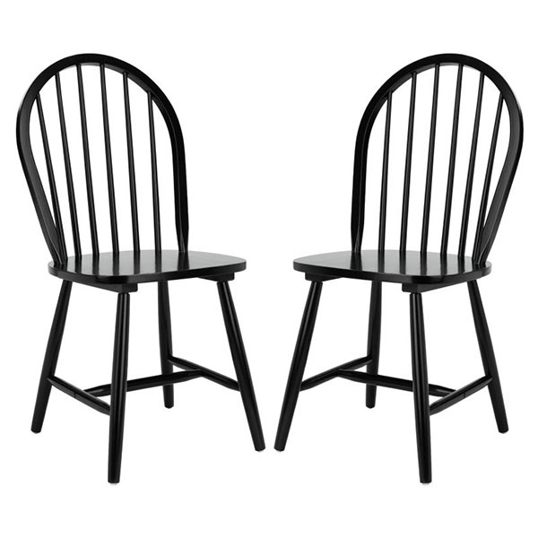 Camden Spindle Back Dining Chair Set of 2 in Black by Safavieh
