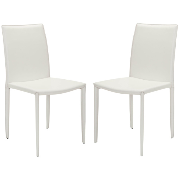 FOX2009A-SET2 Karna White Bonded Leather Dining Chair (Set of 2)