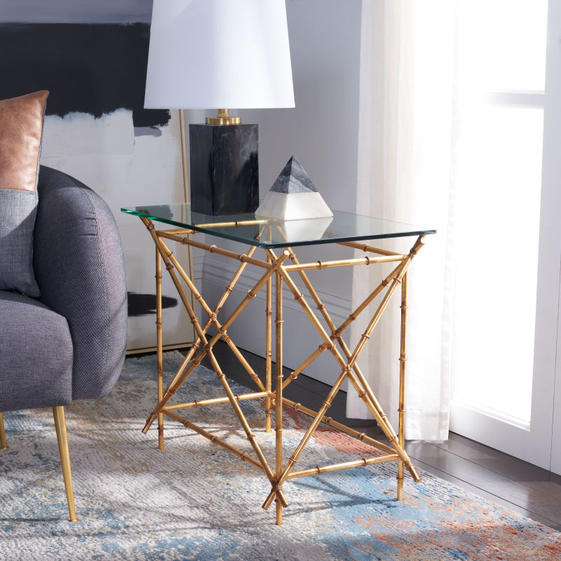 FOX2511A Mark Crisscrossed Gold Accent Table