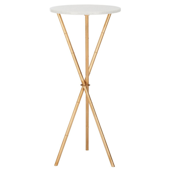FOX2515A Roger Gold Base Round Top Accent Table