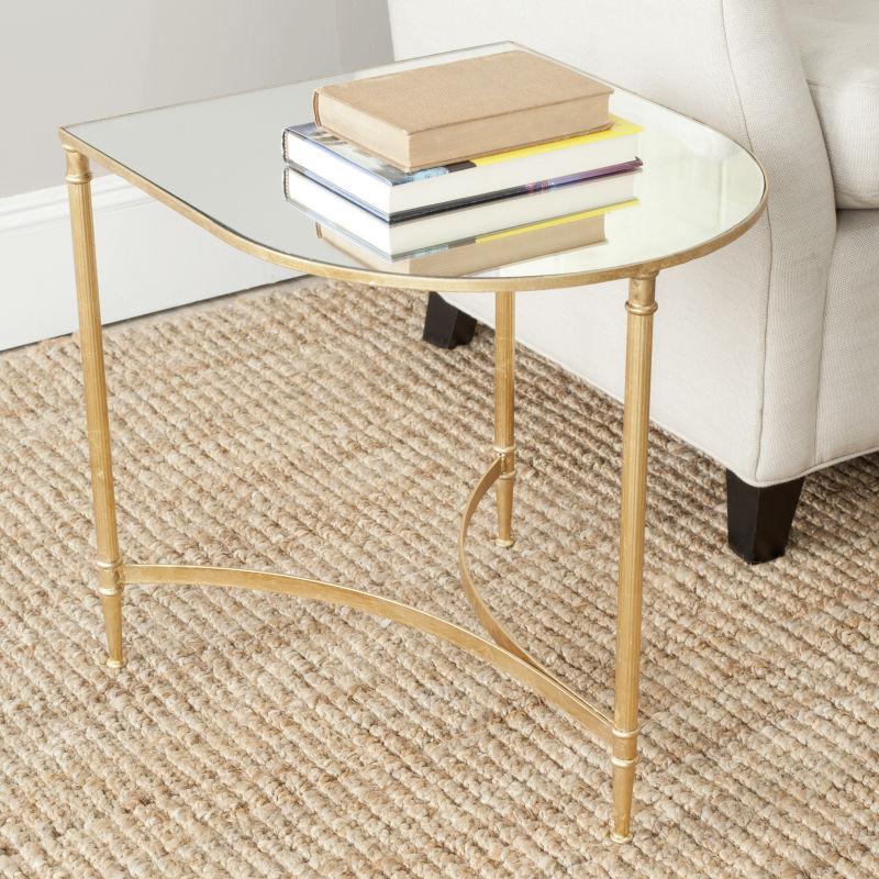 FOX2532A Nevin Mirror Top Gold Accent Table