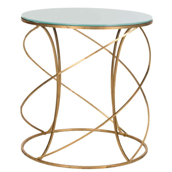 FOX2535A Cagney Glass Top Round Accent Table