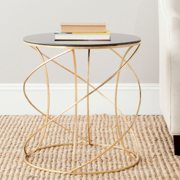 FOX2535B Cagney Glass Top Round Accent Table