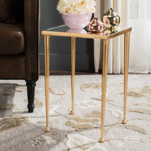 FOX2579A Nyacko Mirror Top Gold Leaf End Table