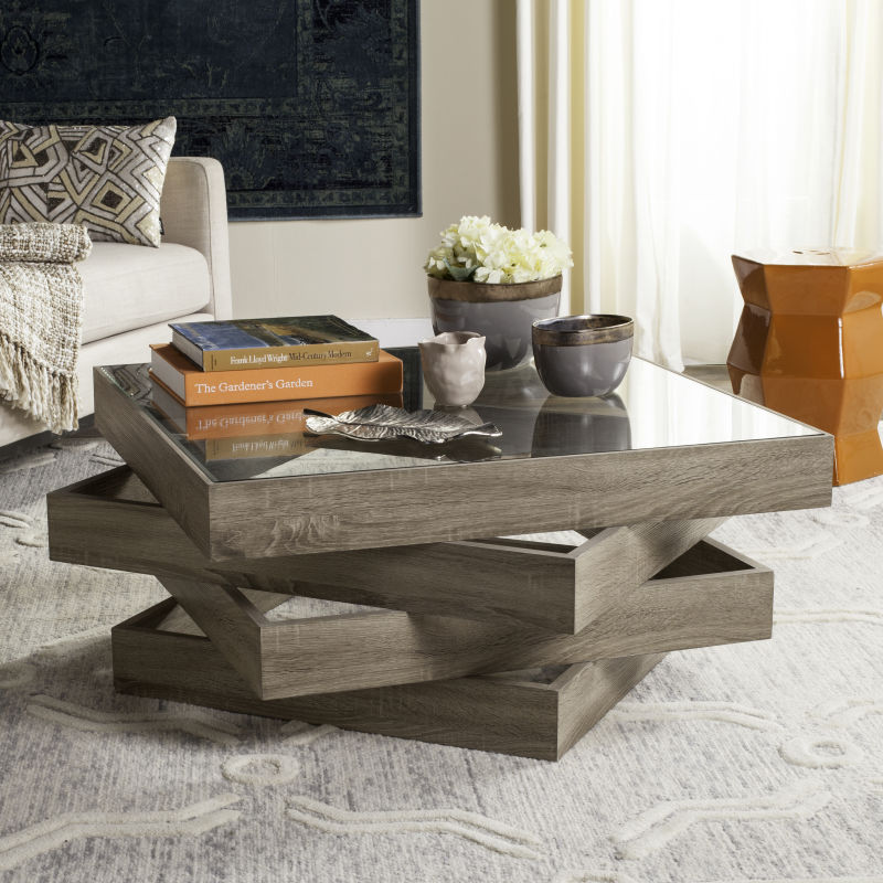 FOX4250A Anwen Mid Century Geometric Wood Coffee Table