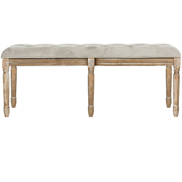 FOX6231B Rocha 19''h French Brasserie Tufted Traditional Rustic Wood Bench