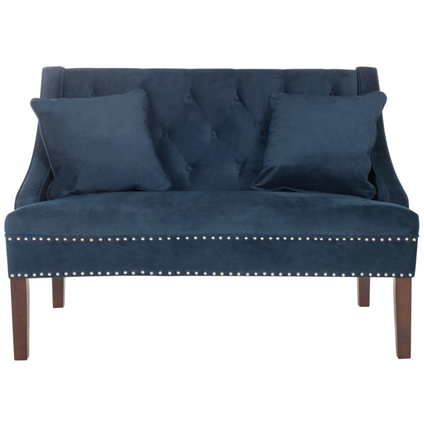 FOX6253A Zoey Velvet Settee with Silver Nailheads