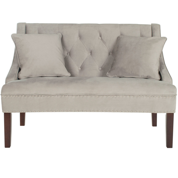 FOX6253B Zoey Velvet Settee with Silver Nailheads