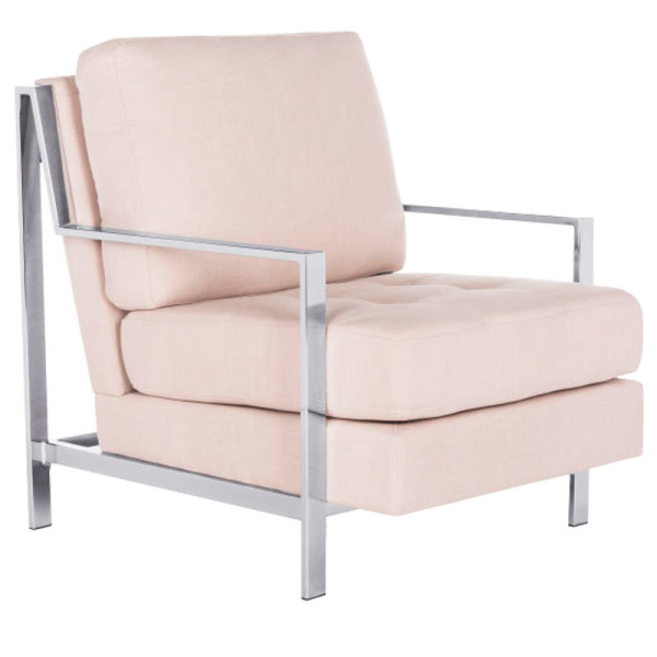 FOX6279A Walden Modern Tufted Linen Chrome Accent Chair