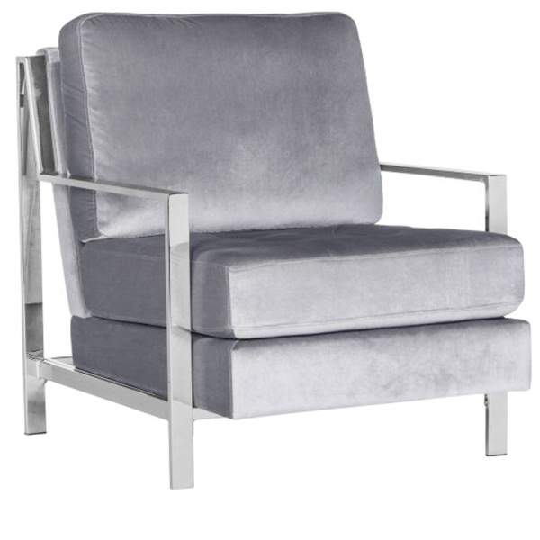 FOX6279C Walden Modern Tufted Velvet Chrome Accent Chair