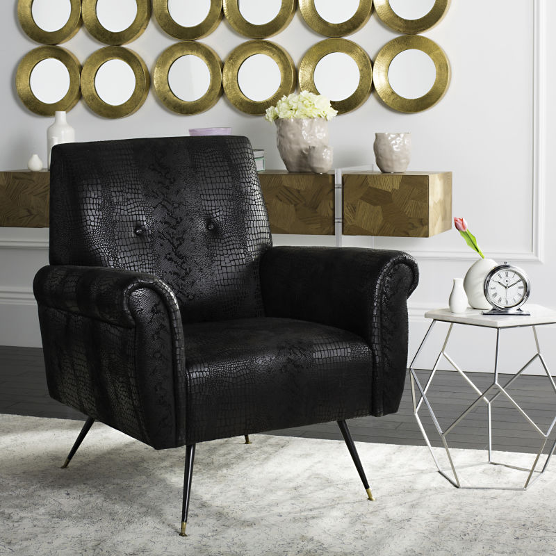 FOX6285A Mira Retro Mid Century Faux Leather Accent Chair