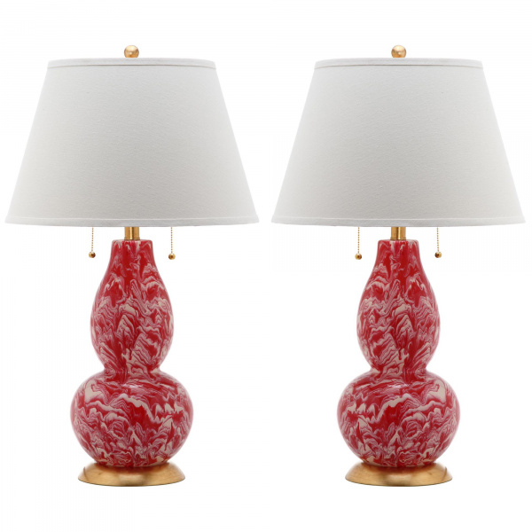 LIT4159E-SET2 Color Swirls  28-Inch H Glass Table Lamp