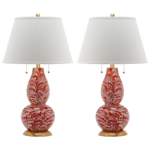 LIT4159F-SET2 Color Swirls  28-Inch H Glass Table Lamp