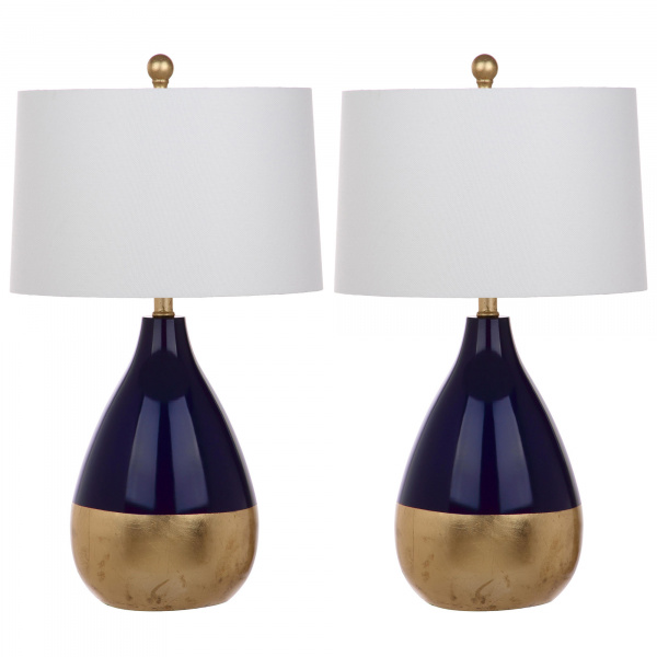 LIT4502A-SET2 Kingship 24-Inch H Navy And Gold Table Lamp