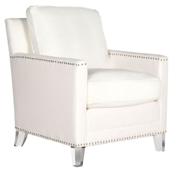 MCR4213A 1 Hollywood Glam Tufted Acrylic White Club Chair with Silver Nail Heads