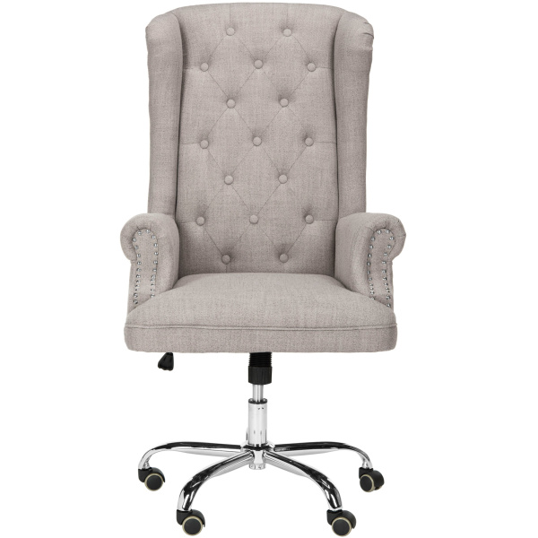 OCH4504A Ian Linen Chrome Leg Swivel Office Chair