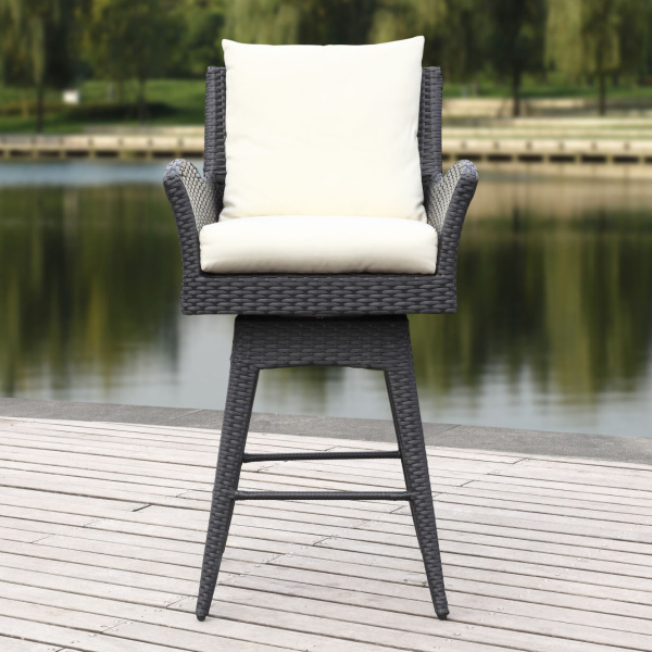 PAT2515A Hayes Outdoor Wicker Swivel Armed Counter Stool