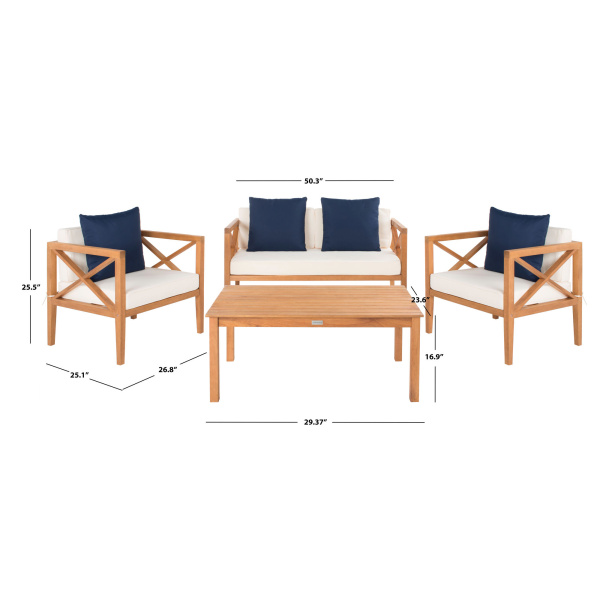 Pat7031a Nunzio 4 Pc Outdoor Set With Accent Pillows Natural Beige Navy 2