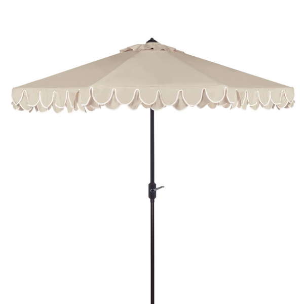 PAT8106C Elegant Valance 11ft Rnd Umbrella Beige/White