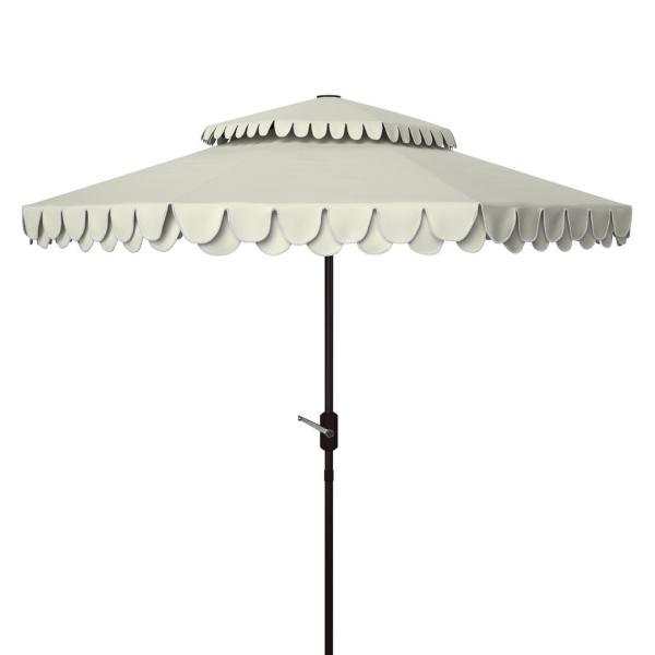 PAT8206C Elegant Valance 9ft Double Top Umbrella Beige/White