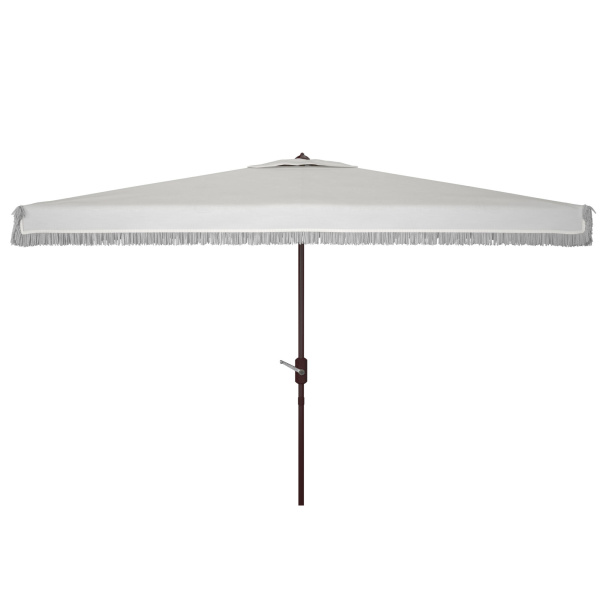PAT8308C Milan Fringe 6.5 x 10 ft Rect Crank Umbrella White
