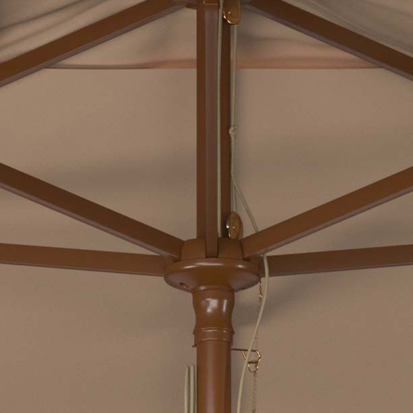 Aklin 6.5Ft X 10Ft Rectangle Wooden Pulley Market Umbrella (No Tilt)/Beige