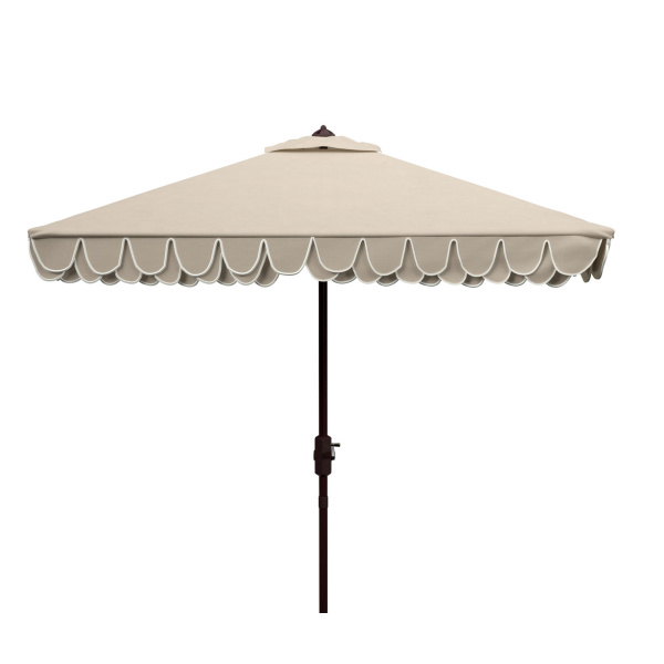 PAT8406C Elegant Valance 7.5 Ft Square Umbrella Beige/White