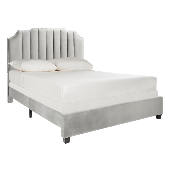 BED6300C-F Streep Full Bed in Grey Velvet