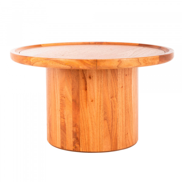 Devin Round Pedestal Coffee Table in Natural by Safavieh