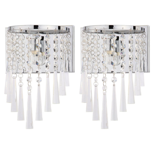 LIT4433A-SET2 Tilly Chrome 10-Inch H Beaded Wall Sconce