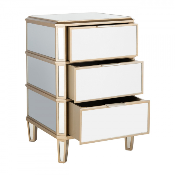 NST6601A Giana 3 Drawer Mirrored Nightstand