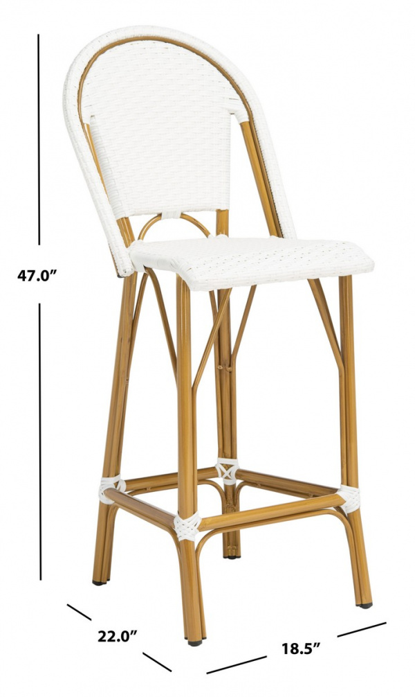 Safavieh Pat4008c Ford Indoor Outdoor French Bistro Bar Stool White 4
