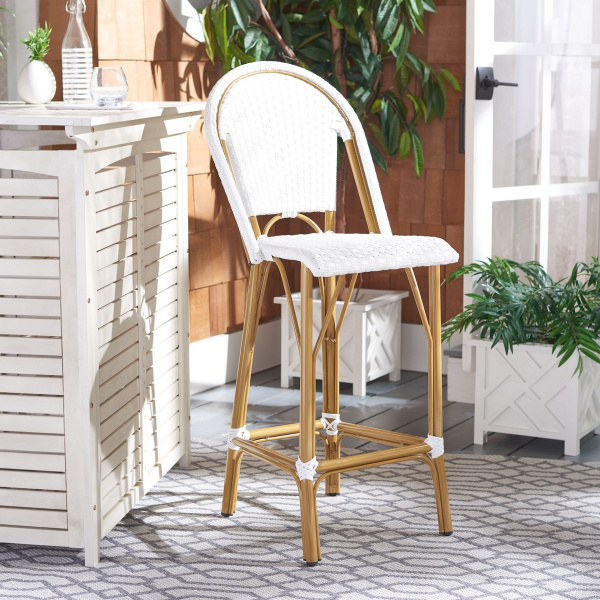 Safavieh Pat4008c Ford Indoor Outdoor French Bistro Bar Stool White 7
