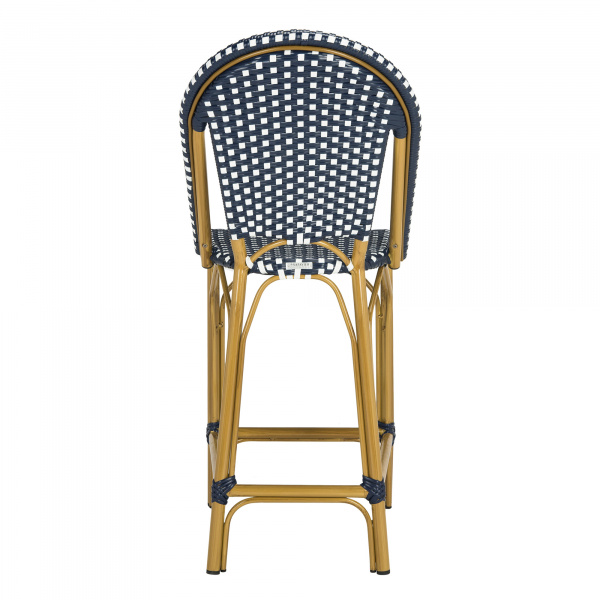 Safavieh Pat4019a Gresley Indoor Outdoor French Bistro Counter Stool Navy White 01