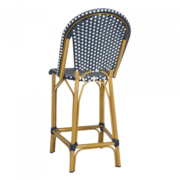 Safavieh Pat4019a Gresley Indoor Outdoor French Bistro Counter Stool Navy White 02