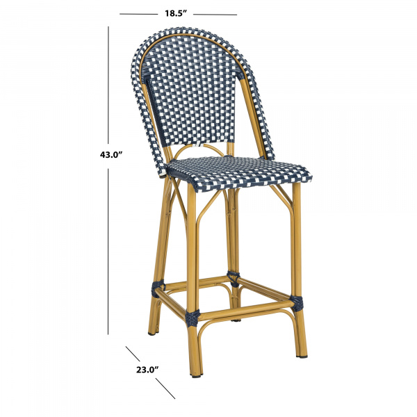 Safavieh Pat4019a Gresley Indoor Outdoor French Bistro Counter Stool Navy White 03