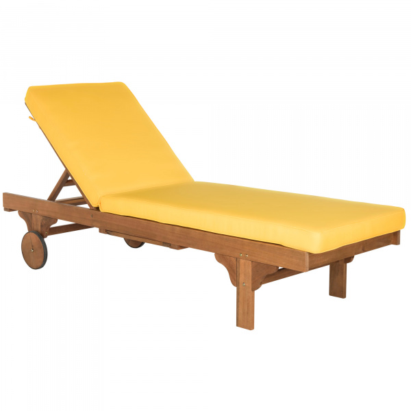 PAT7022A Newport Chaise Lounge Chair with Yellow Cushion and Side Table