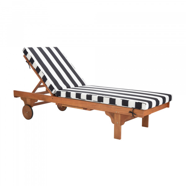 PAT7022D Newport Chaise Lounge Chair with Black & White  Cushion and Side Table