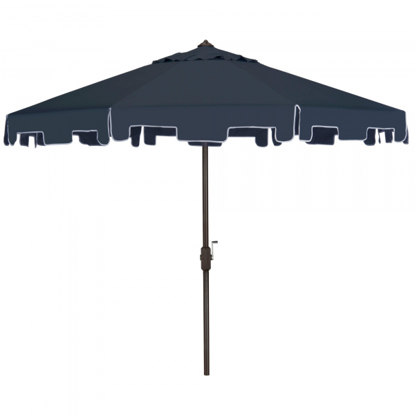 PAT8000A Uv Resistant Zimmerman 9 Ft Crank Market Push Button Tilt Umbrella With Flap Navy