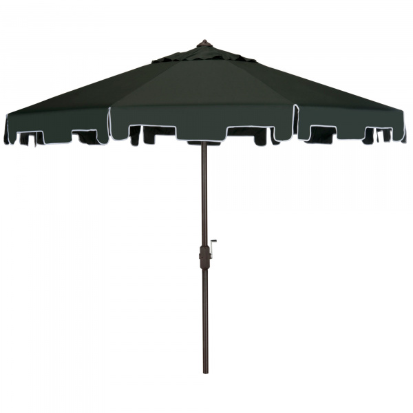 PAT8000B Uv Resistant Zimmerman 9 Ft Crank Market Push Button Tilt Umbrella with Flap in Dark Green