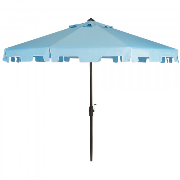 PAT8000D UV Resistant Zimmerman 9 Ft Crank Market Push Button Tilt Umbrella with Flap Blue